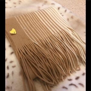 Kayser SOFT caramel stripe 68” scarf made in Japan